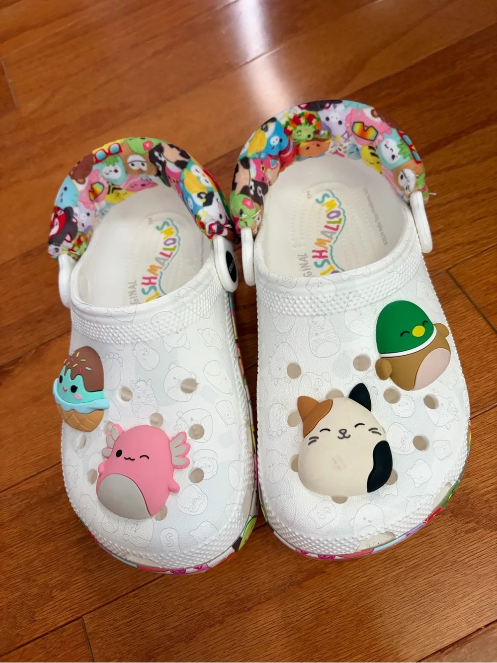 CROCS Kids White Clog Sandals with Colorful Character Trim